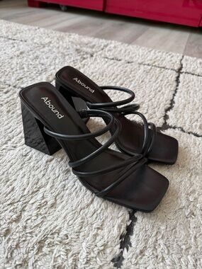 Abound Black Strappy Block Heel Sandals with Square Toe